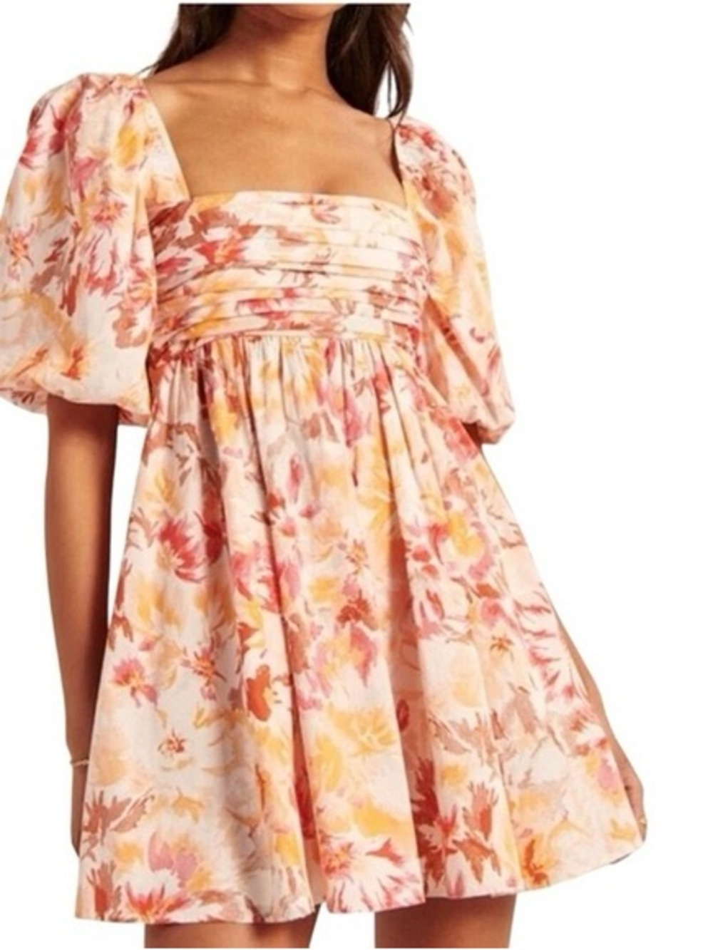 Abercrombie & Fitch Emerson Puff Sleeve Mini Dress Floral Size XL